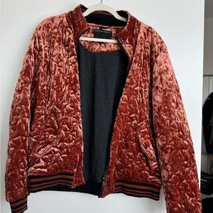 Bernardo Women's Quilted Velvet Bomber Jacket - Rust